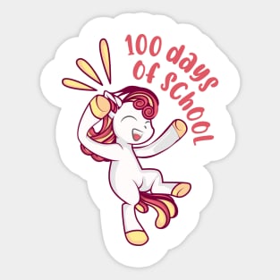 Happy 100 Days Of School Unicorn 100 Days Smarter Kids Sticker